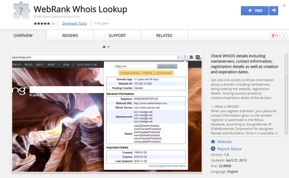WebRank Whois Lookup-Best Chrome Extensions for Developers