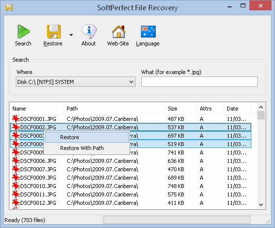 SoftPerfect File Recovery -Top Free Software Tools to Recover Deleted Data or Files