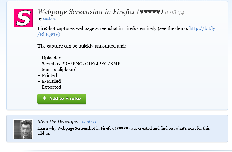 webpage-screenshot-fireshot-firefox-Best Mozilla Firefox Addons for Developers